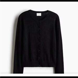 H&M FINE-KNIT CARDIGAN, BLACK , size LARGE.